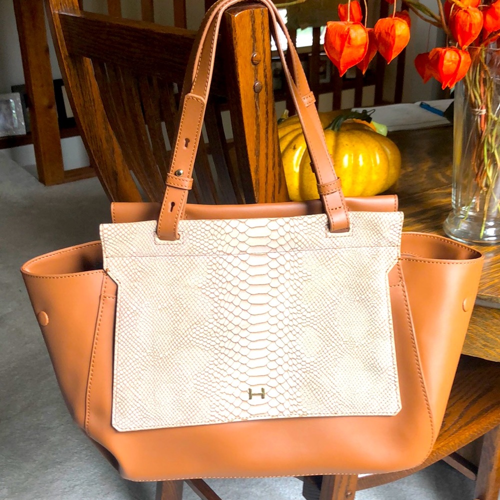Halston leather handbag